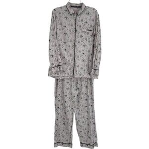 Victoria’s Secret Pajama Set Size L gray deer 2 Piece Women’s Button Up Flannel